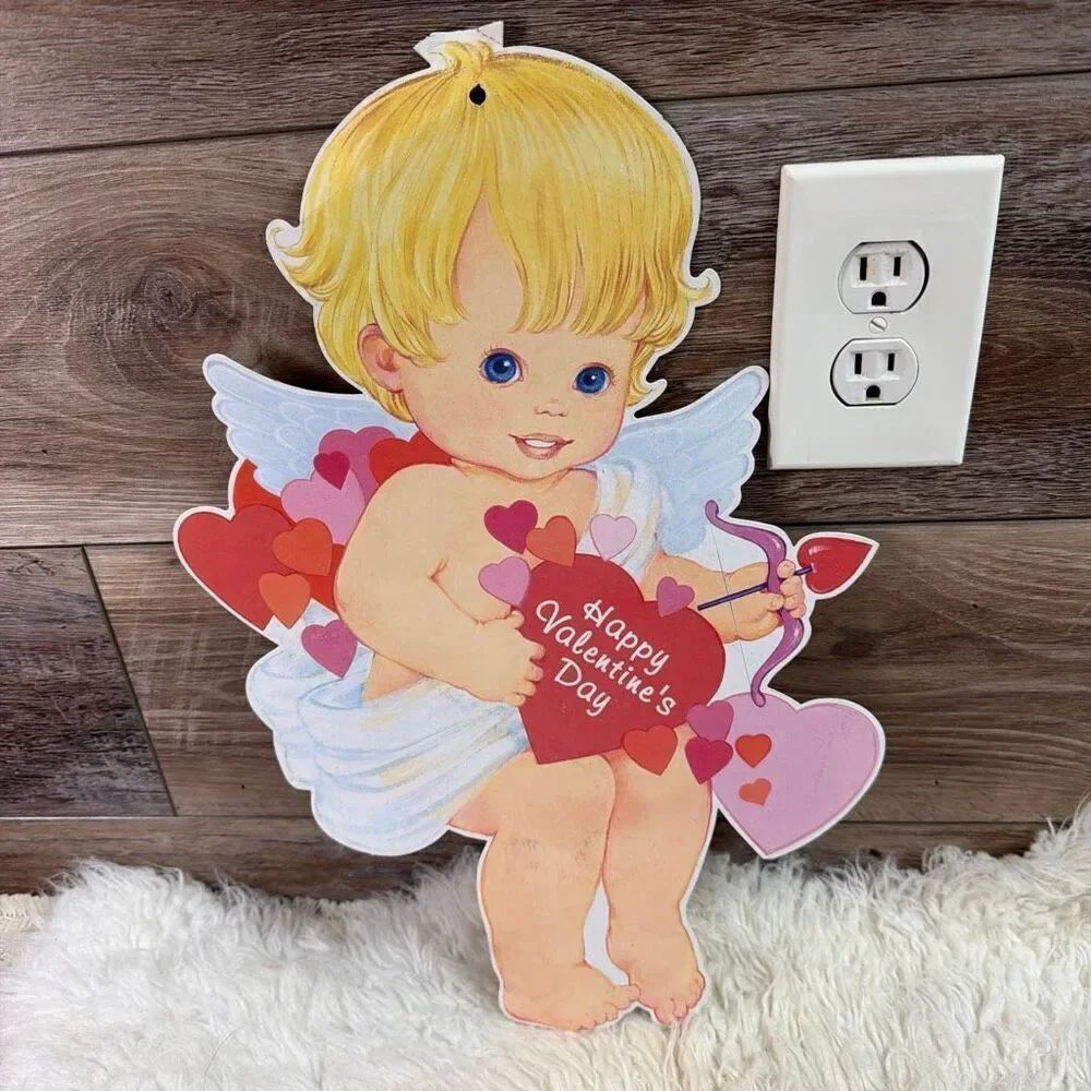 Lot of 18 Vintage Valentine Die Cut Decoration Cupid Hearts Bell Teddy Bear Rose